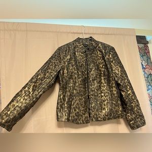 Vintage Toni Morgan Leopard Print Crinkle Jacket EUC